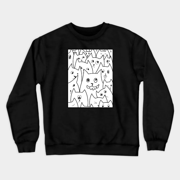 Cats Doodle Art / Cats Graffiti / Funny Cat Line Art Crewneck Sweatshirt by Print Art Station